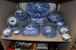 A large collection of blue and white spode Italian,mostly having blue back stamp but some with