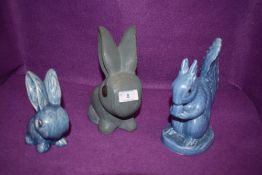 A collection of animal figures, no Sylvac mark to any but squirrel marked 1144 to base and small