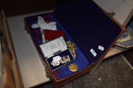 A selection of Masonic regalia and dressage items including HM chapter Jewel or medal