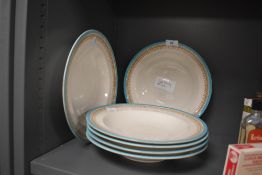 Six royal Worcester soup bowls, around 1911.