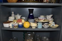 A selection of ceramics including tea cups and Empire tea pot