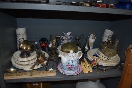 A mixed lot of items including Old Tupton ware vase,plates,toast rack,cutlery and more.
