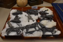 Five early Lead Napoleonic figures on horseback along with two similar military figures