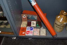 A selection of vintage board games and travel games including Buccaneer Waddingtons with game and