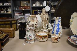 A selection of ceramics including a Beethoven figural cast lamp base