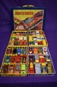 A Matchbox Carry Case containing 48 Matchbox and similar diecasts including mainly Superfast , no 38