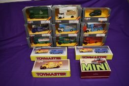 Nine Corgi (swansea) Classics diecast advertising vans including Duckhams, Silent Night etc, along