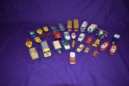 A selection of playworn diecasts including Corgi Ghia L6, Jaguar Mark X Saloon, ERF Model 44 with