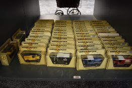 A collection of 50 Matchbox Models of Yesteryear diecast vehicles all in yellow window boxes