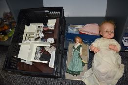 A 1960's Palitoy Tressy Doll, a selection of Sindy clothing, a Chiltern Doll and a selection of