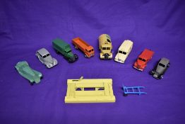 Eight Dinky & Meccano Dinky diecasts, Bedford Refuse Wagon, Daimler Ambulance, Fordson Flatbed,