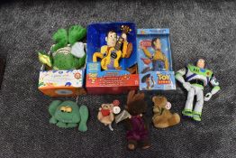A Mattel Toy Story 2 Woody figure, boxed two Thinkway Toys Toy Story figures, Woody (boxed) and Buzz