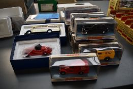 Ten Dinky Matchbox diecast vehicles including 1950 Mercedes Benz Diesel Omnibus Type 0-3500, DY-S 17