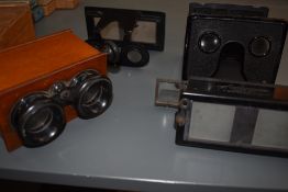Four stereo slide viewers including Le Glyphoscope by J Richard of Paris and a mahogany cased,