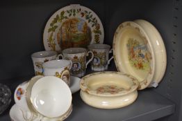 A selection of royal coronation and similar wares also two Doulton Bunnykins dishes