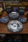 A selection of blue and white wear ceramics including Iron Stone Willow