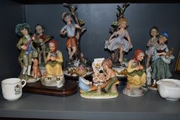 A selection of figures and figurines including Capodemonte and similar