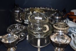 A selection of plated serving items including part tea set and Phoenix ware