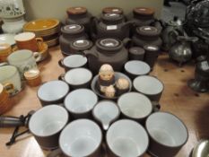 A selection of Hornsea pottery Contrast tea and coffee wares including jars
