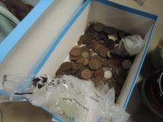 A collection of vintage coins and currency.