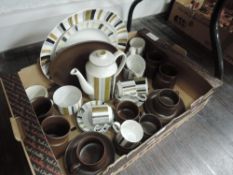 A Partial coffee set by Midwinter, also included are a selection of brown cups,saucers,plates and
