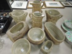 A collection of Hillstonia,Vitry ware and similar planters and jugs.