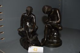 Two bronze figures possibly of Greek mythological interest.