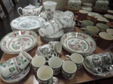 A selection of Indian tree design dinner wares and Wedgwood Kutani crane