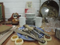 A selection of dinner and table wares including Spode serving plate