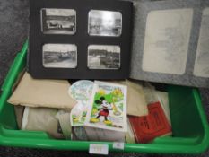 A box full of varied vintage ephemera including photographs, postcards,greetings cards and more,