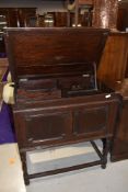 An early 20th Century dark oak empty gramophone cabinet, width approx. 77cm