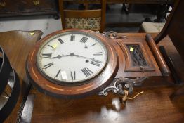A late 19/early 20th Century wall clock, diameter approx. 42cm
