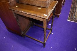 An early to mid 20th Century oak twist leg side table, width approx. 55cm