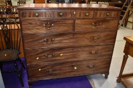 A 19th Century mahogany chest of three frieze over two short over three long drawers
