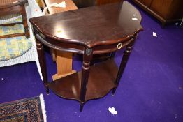 A reproduction mahogany effect hall table, width approx 78cm