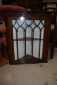 An Edwardian mahogany and inlaid corner wall display cabinet, approx. W53cm H64cm