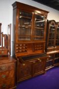 A Victorian mahogany or walnut secretaire bookcase, width approx. 114cm, height 220cm