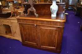 A Victorian mahogany chiffoneir sideboard having ledge back and drawer interior, dimensions