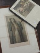 A print, after Max Nonnenbruch, kimono frau, Gustav Schauer, 30 x 17cm, framed and glazed, and a