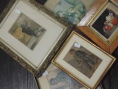 A selection of prints, portrait studies, inc Baxter, 15 x 20cm, framed and glazed