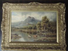 An oil painting, Sidney Yates Johnson, Loch Katrine, monogrammed and attributed verso, 29 x 44cm,
