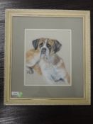 A pastel sketch, E H Borrell, St Bernard dog, signed and dated (19)80, 28 x 22cm, framed and glazed