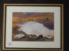A watercolour, Vivienne Pooley, Reflections in Easedale Tarn, signed and attributed verso, 16 x