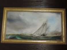 An oil painting on board, Howard Coles, racing yacht, signed and dated (19)78, 42 x 83cm, framed