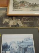 Three decorative prints, inc, after Dakeyne, Pendle Way, 25 x 28cm, framed and glazed