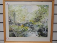 A watercolour, river landscape, 35 x 42cm, framed and glazed