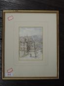 A watercolour, WRB, Fareham Castle, monogrammed, 16 x 12cm, framed and glazed