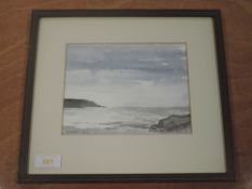 A watercolour, Campbell, Coswell Bay, indistinctly signed and dated (19)87, 14 x 18cm, framed and