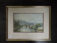 A watercolour, river landscape, 19th century, 22 x 34cm, framed and glazed
