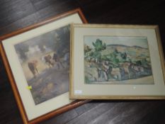 A print, after Arnesby Brown, Full Summer, 40 x 38cm, framed and glazed, and a print style of